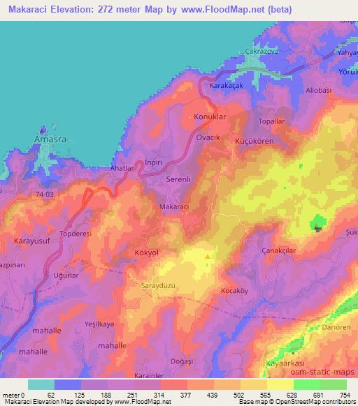 Makaraci,Turkey Elevation Map