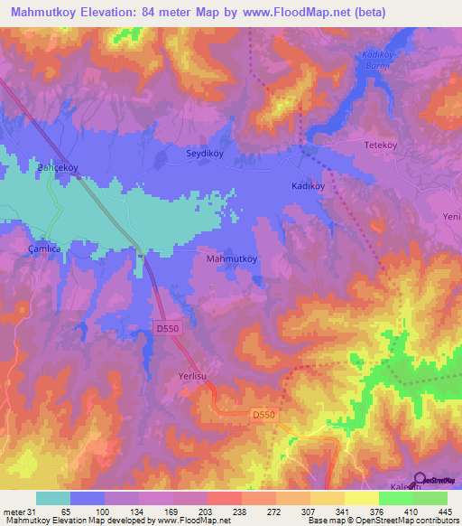 Mahmutkoy,Turkey Elevation Map