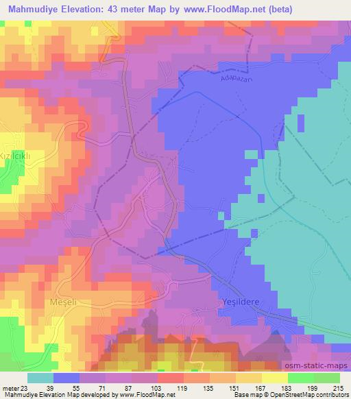 Mahmudiye,Turkey Elevation Map