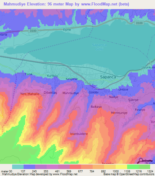 Mahmudiye,Turkey Elevation Map