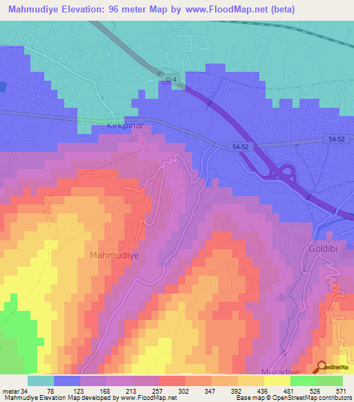 Mahmudiye,Turkey Elevation Map