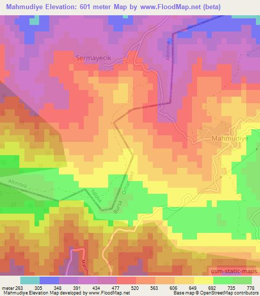 Mahmudiye,Turkey Elevation Map