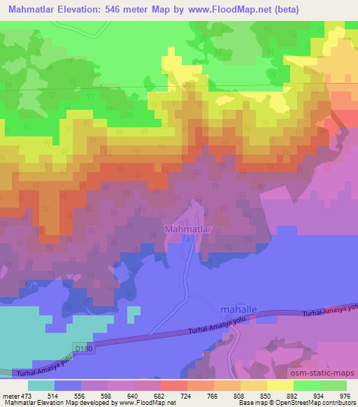 Mahmatlar,Turkey Elevation Map