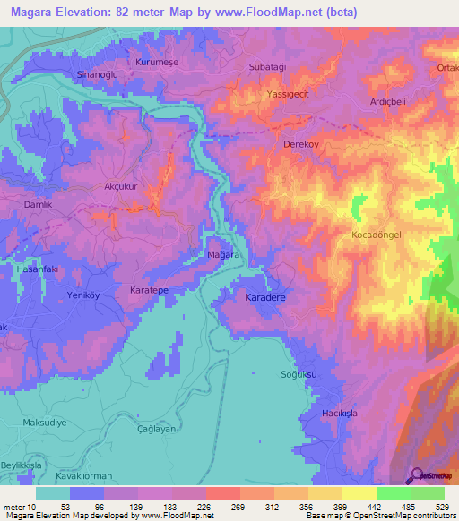 Magara,Turkey Elevation Map