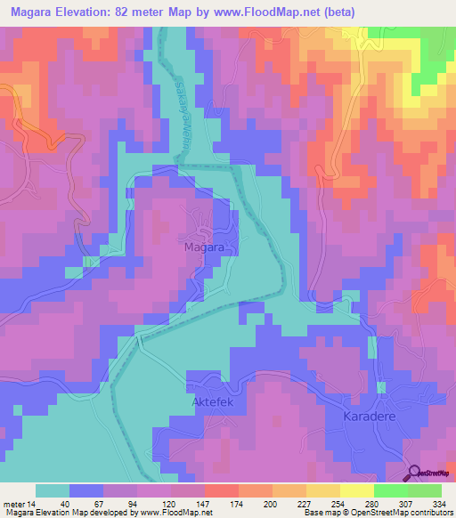 Magara,Turkey Elevation Map