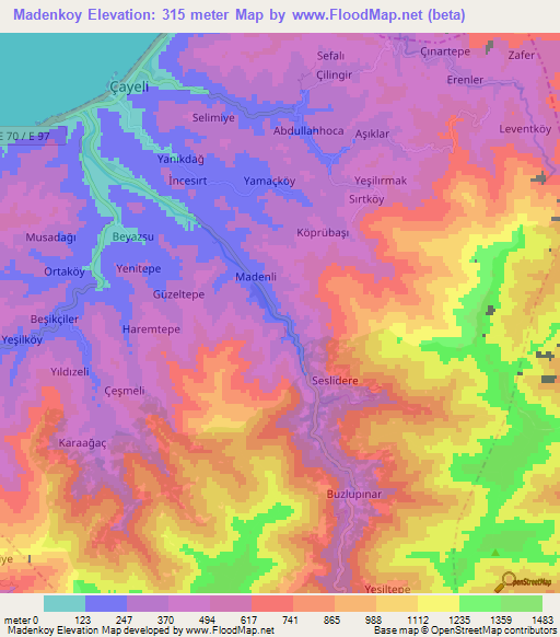 Madenkoy,Turkey Elevation Map