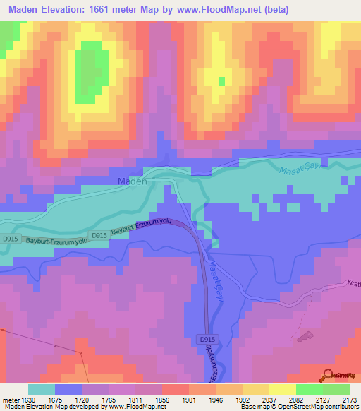 Maden,Turkey Elevation Map