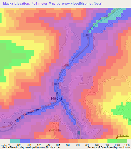 Macka,Turkey Elevation Map