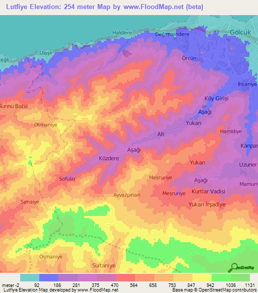 Lutfiye,Turkey Elevation Map