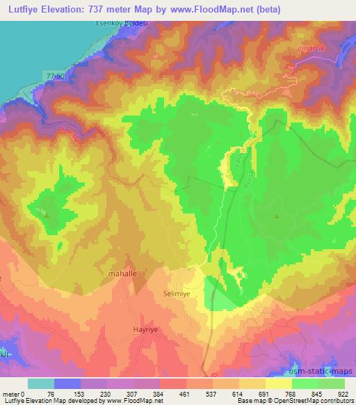 Lutfiye,Turkey Elevation Map