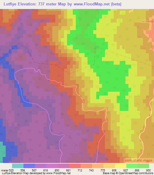 Lutfiye,Turkey Elevation Map