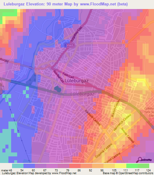 Luleburgaz,Turkey Elevation Map