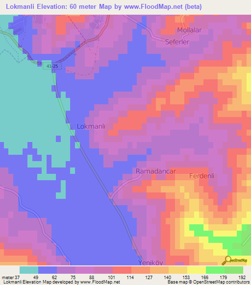 Lokmanli,Turkey Elevation Map