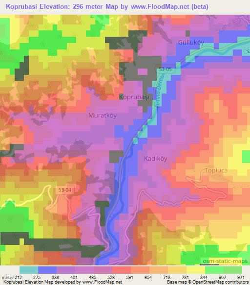 Koprubasi,Turkey Elevation Map