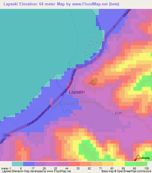 Lapseki,Turkey Elevation Map