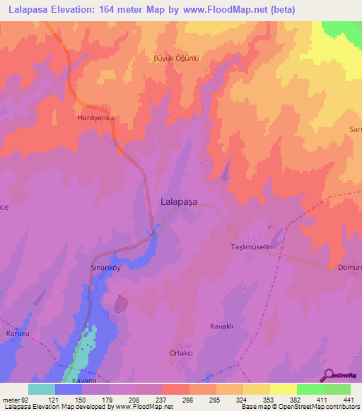 Lalapasa,Turkey Elevation Map