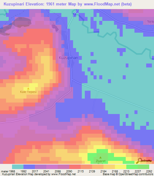 Kuzupinari,Turkey Elevation Map