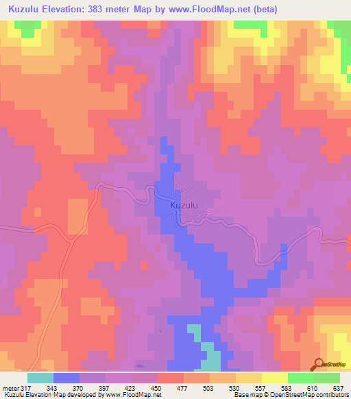 Kuzulu,Turkey Elevation Map