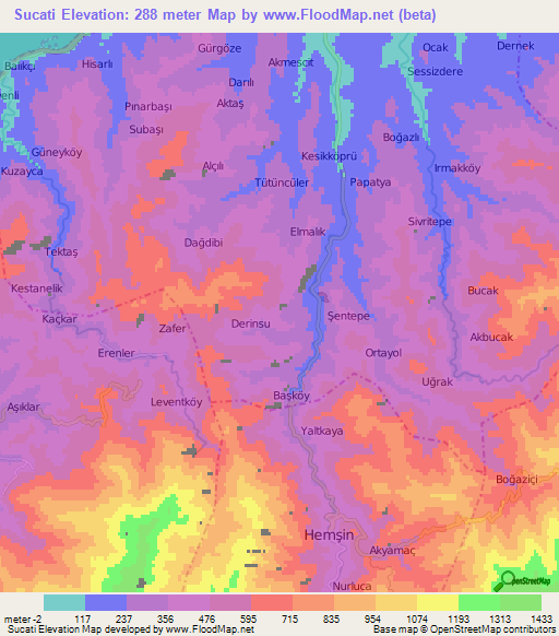 Sucati,Turkey Elevation Map