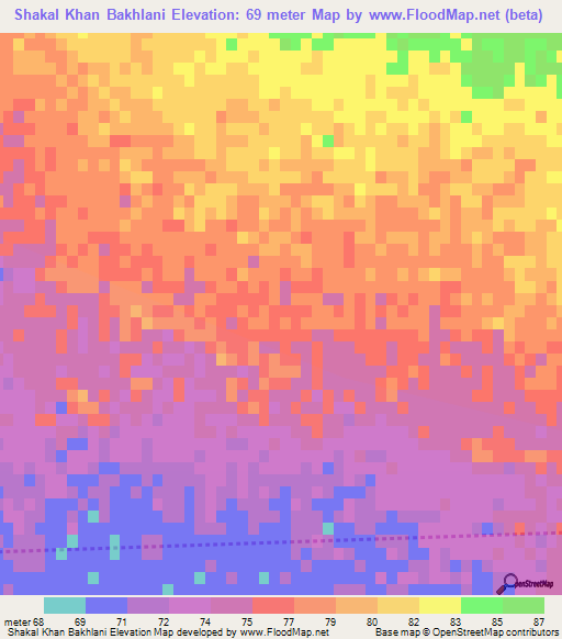 Shakal Khan Bakhlani,Pakistan Elevation Map