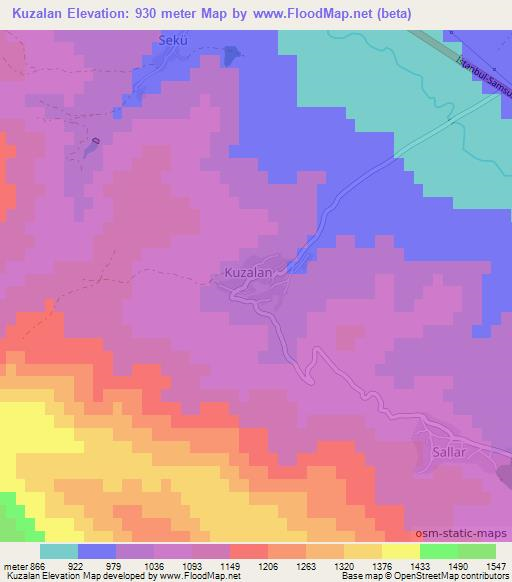 Kuzalan,Turkey Elevation Map