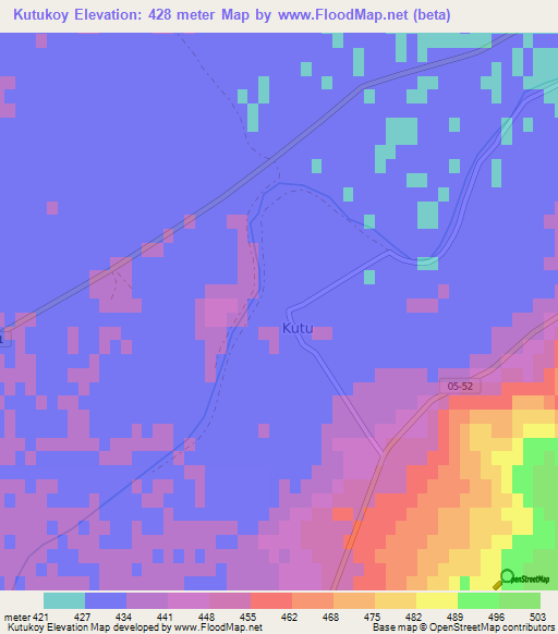 Kutukoy,Turkey Elevation Map