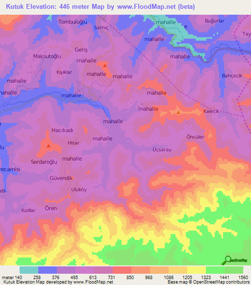 Kutuk,Turkey Elevation Map