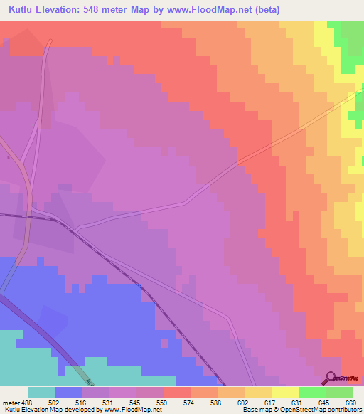 Kutlu,Turkey Elevation Map