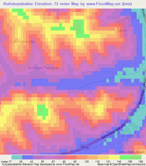 Kutlubeytabaklar,Turkey Elevation Map