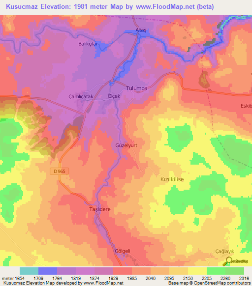 Kusucmaz,Turkey Elevation Map