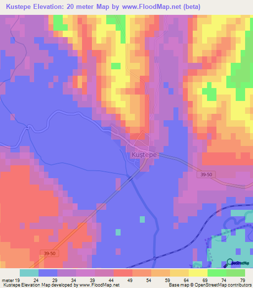 Kustepe,Turkey Elevation Map