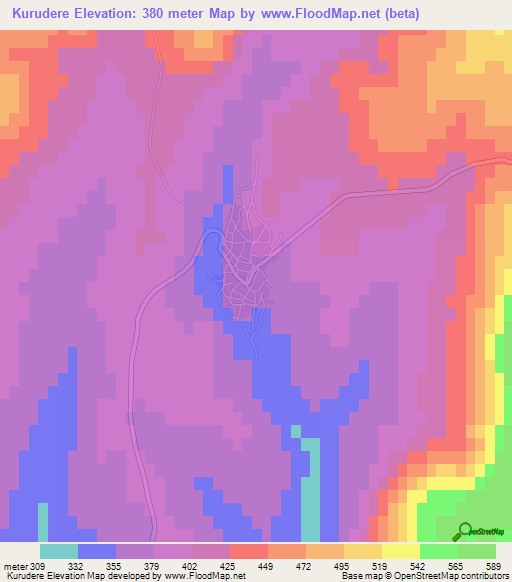 Kurudere,Turkey Elevation Map