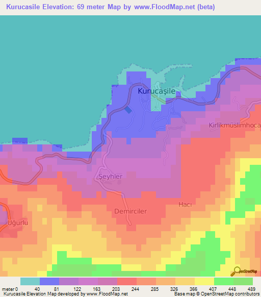 Kurucasile,Turkey Elevation Map