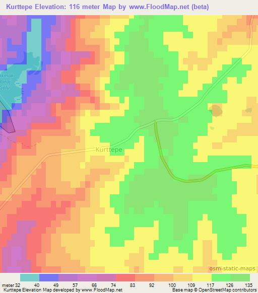 Kurttepe,Turkey Elevation Map