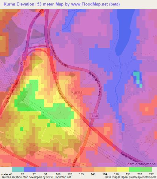 Kurna,Turkey Elevation Map