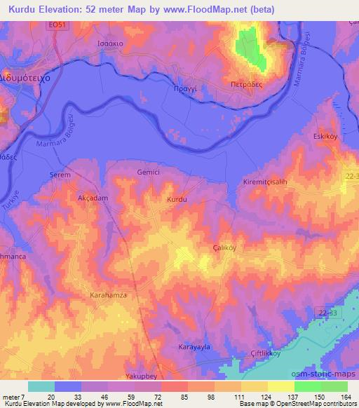 Kurdu,Turkey Elevation Map