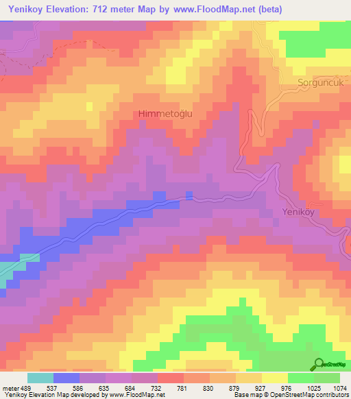 Yenikoy,Turkey Elevation Map