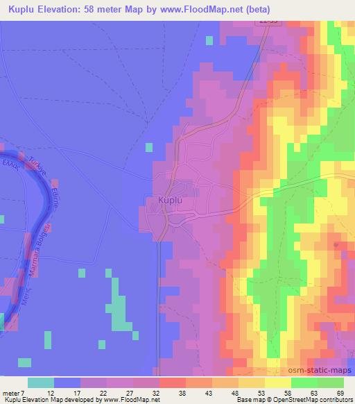 Kuplu,Turkey Elevation Map