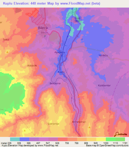 Kuplu,Turkey Elevation Map