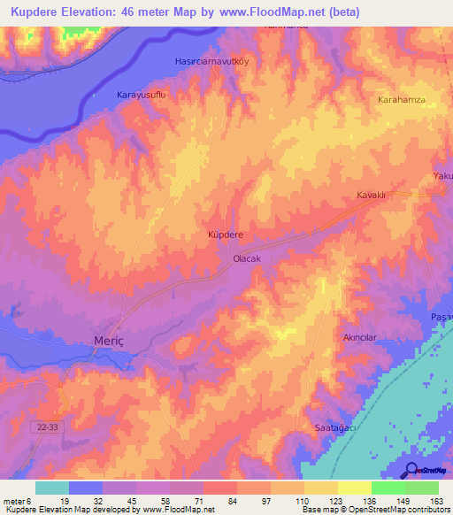 Kupdere,Turkey Elevation Map