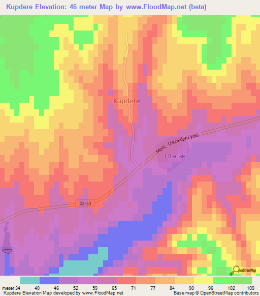 Kupdere,Turkey Elevation Map