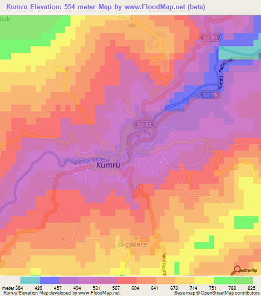 Kumru,Turkey Elevation Map