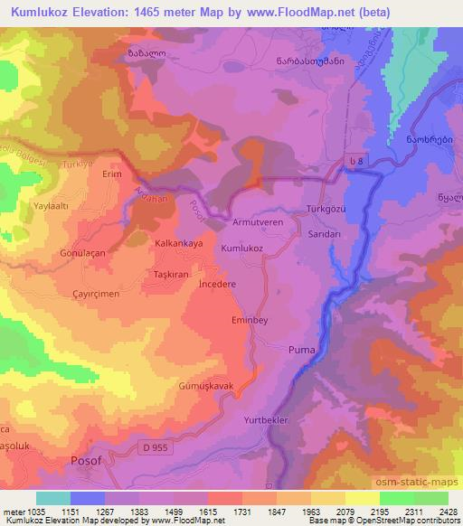 Kumlukoz,Turkey Elevation Map