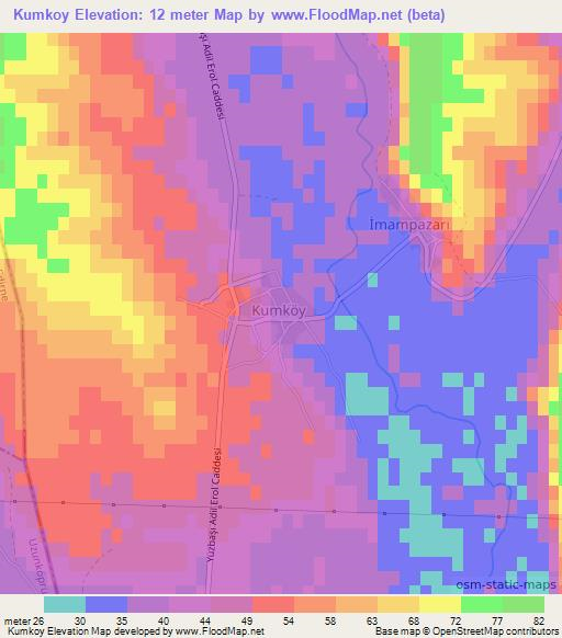 Kumkoy,Turkey Elevation Map