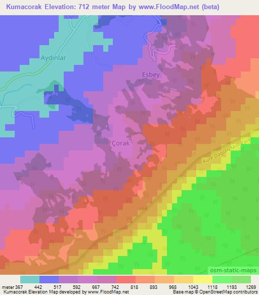 Kumacorak,Turkey Elevation Map