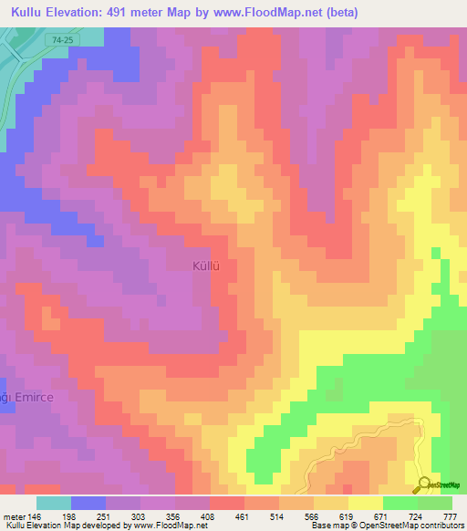 Kullu,Turkey Elevation Map