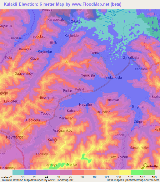 Kulakli,Turkey Elevation Map