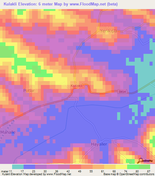 Kulakli,Turkey Elevation Map