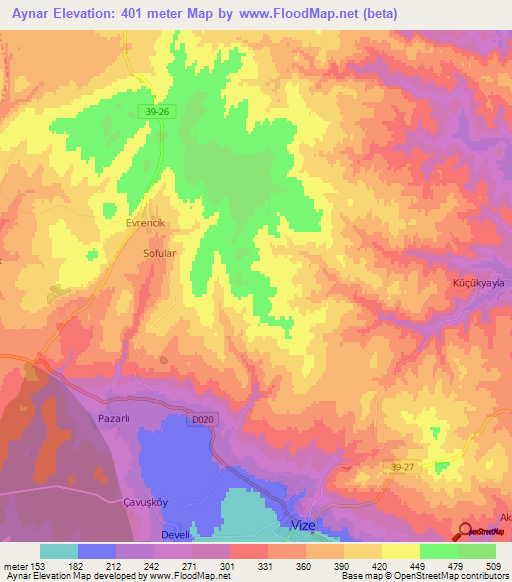 Aynar,Turkey Elevation Map