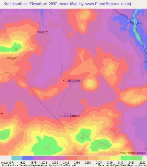 Kucuksutluce,Turkey Elevation Map